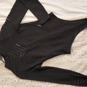 Black Mesh Chevron Bodysuit